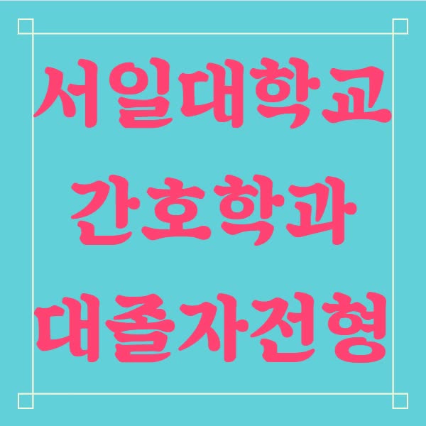  서일대학교 간호학과 대졸자전형, 고졸도 가능하네?