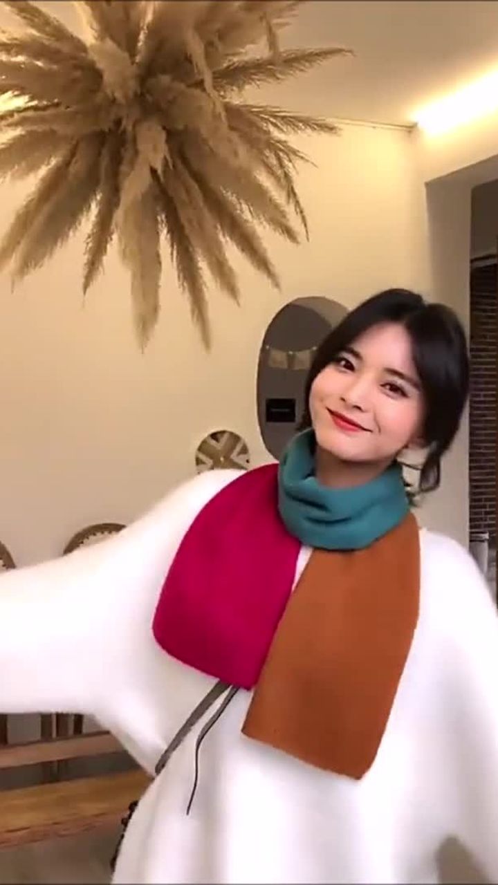 배색 쁘띠 목도리