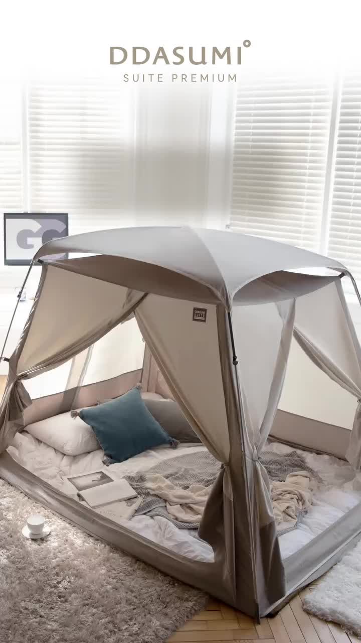 따수미 스위트 난방텐트의 알루미늄 폴대와 탑 커버 구조