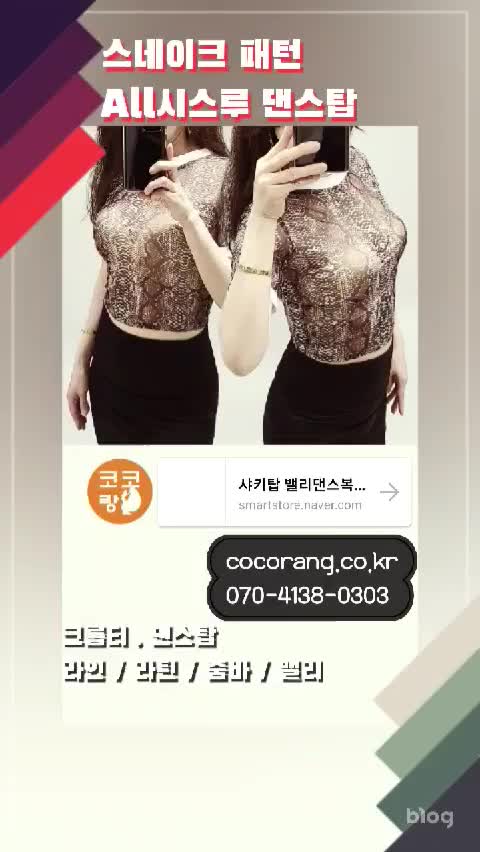 All시스루 스네이크 패턴 댄스탑 라인 줌바 밸리복 벨리공연복 댄스연습복 [코코랑 신상밸리복]