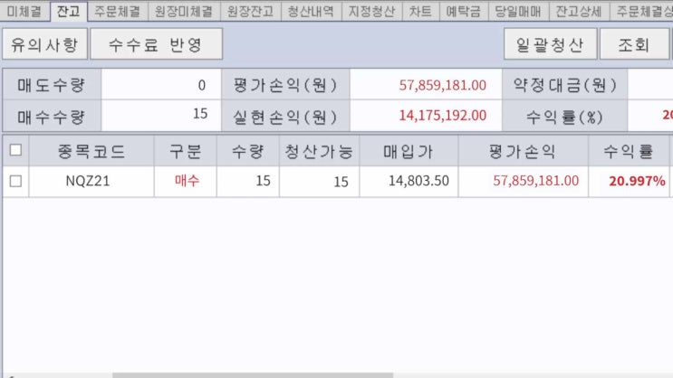  해외선물 청담 리딩방 나스닥 수익인증 영상 2021년 10월 14일 목요일