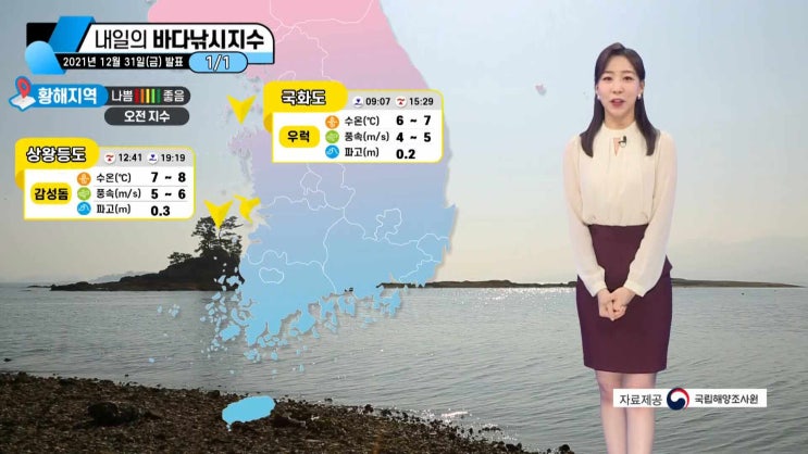 [내일의 바다낚시지수] 1월 1일 토요일, 새해 <b>아침 강추위</b>... 