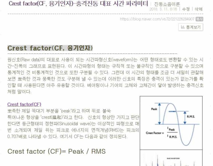 동영상23-Crest factor(CF, 융기인자)-충격진동 대표 시간 파라미터