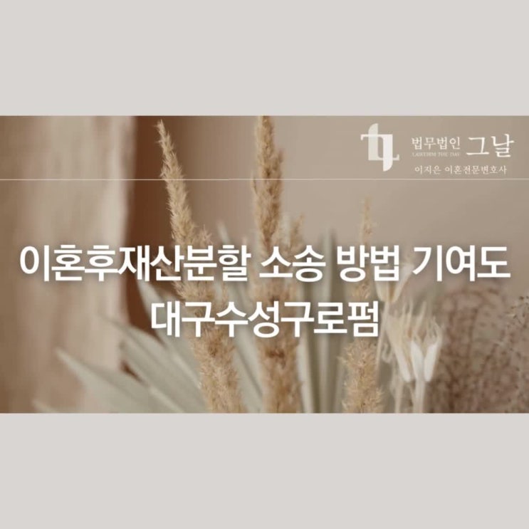  이혼후재산분할 소송 방법 기여도 대구수성구로펌