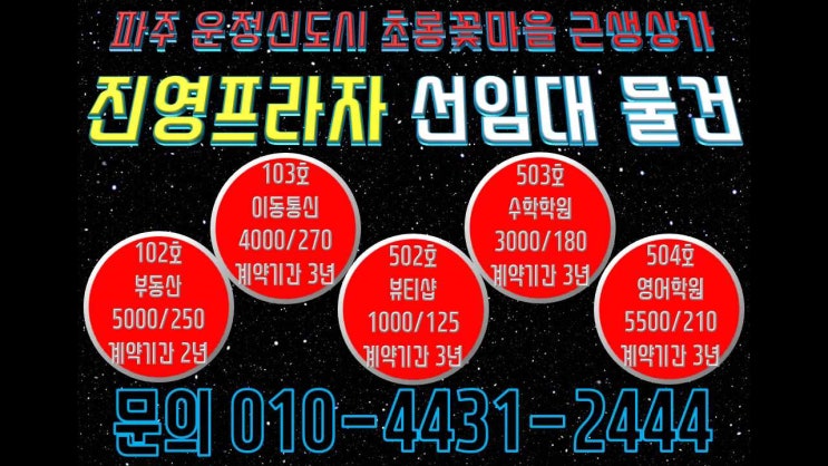  [2023년7월5일]파주 운정신도시 초롱꽃마을 근생상가 진영프라자 선임대 맞춰진 상가