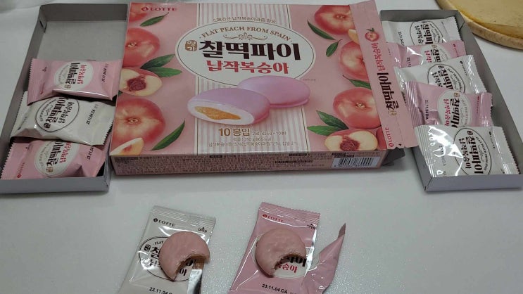 찰떡파이 납작복숭아 롯데 명가 새로운맛 진솔리뷰 및 칼로리 : 네이버 블로그