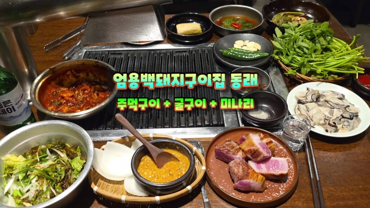  동래역고기집은 엄용백돼지구이집 명륜동회식장소 주먹고기 생굴구이 미나리 먹방