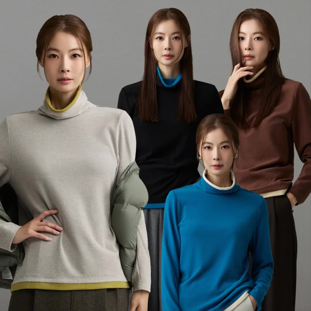 메시제이 기모 블라우스 레이어드 가을 겨울 편안한 터틀넥 티셔츠