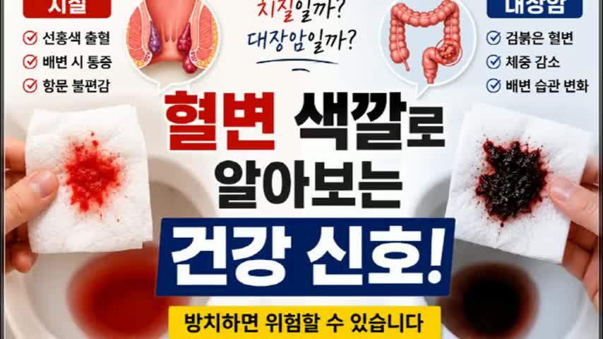 혈변 색깔로 알아보는 건강 신호! 치질일까, 대장암일까?