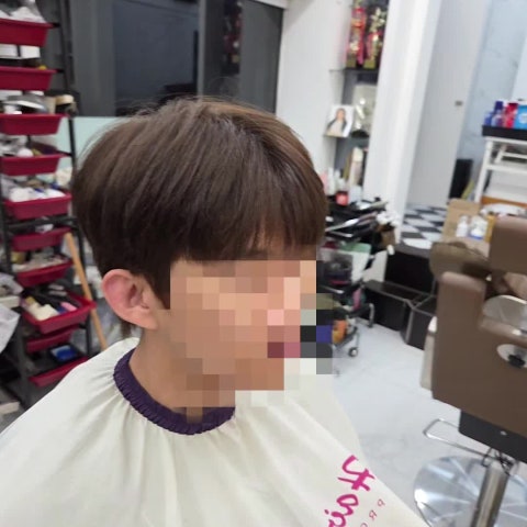 시스루댄디컷 호박넝쿨헤어 - 호박넝쿨헤어 명장동 미용실 시술 사례