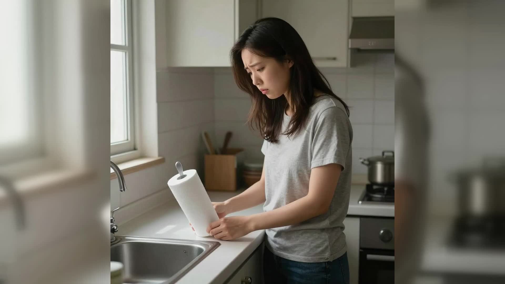키친타올걸이 무타공 접착식 강력고정 스텐레스 싱크대 주방정리 거치대