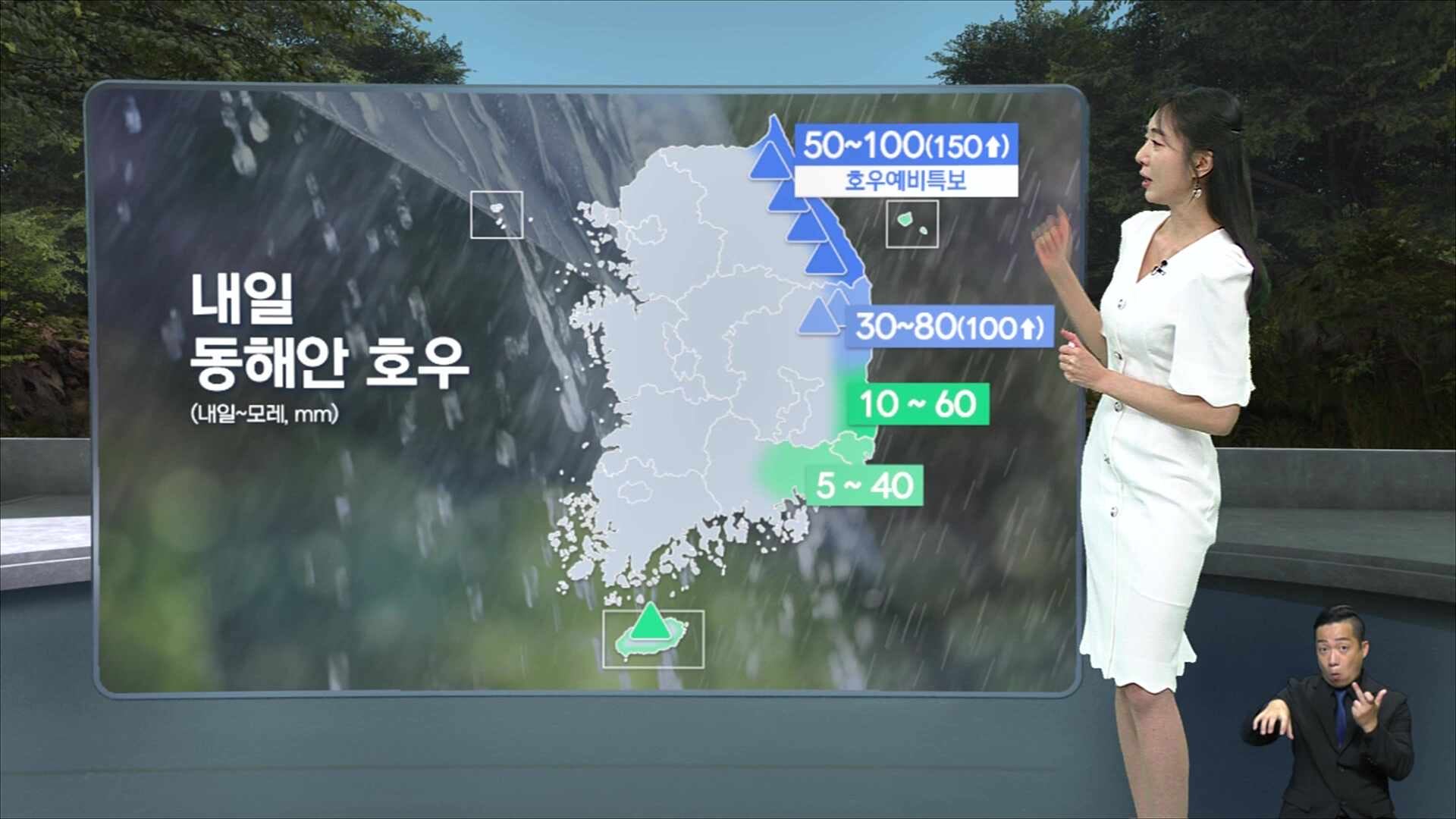 2026년 8월 7일 SBS 20시뉴스 날씨예보(8월 8일 폭염, 열대야, 동해안 호우, 주간날씨)