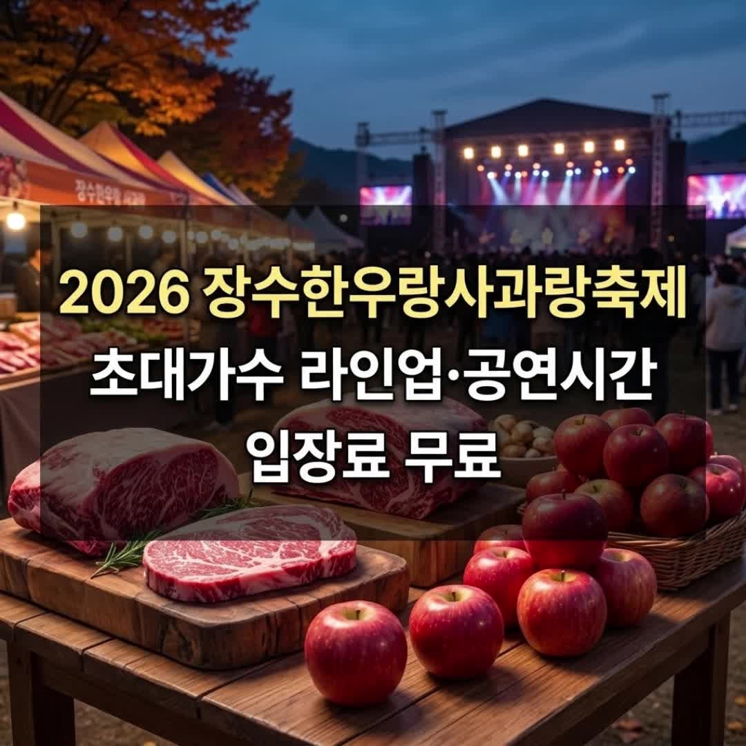 2026 장수한우랑사과랑축제 초대가수 누구? 김연자·민경훈·박현빈 공연시간