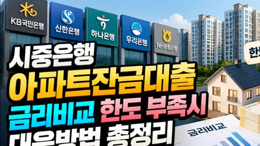 시중은행 아파트잔금대출 금리비교 한도 부족시 대응방법 총정리