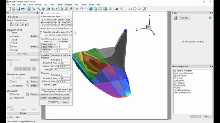Tecplot Jet Tecplot 360EX 응용 – 사용자가 원하는 Zone 및 변수 값의 최대값(MAX), 최소값(MIN)의 지점을 찾아서 ...
