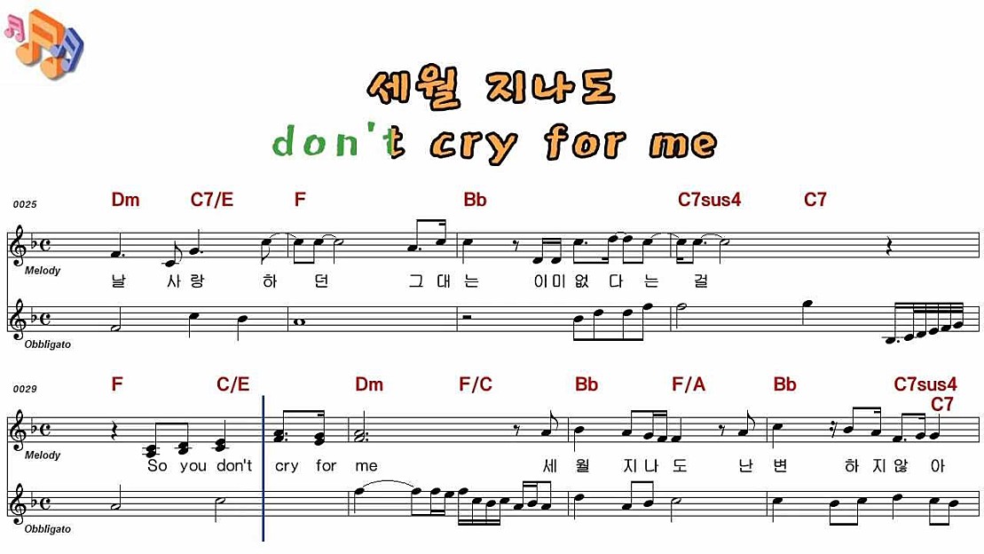 Don't cry-우리동네음악대장 노래방 반주 악보 MR 가요반주(노래천국) - 네이버 TV