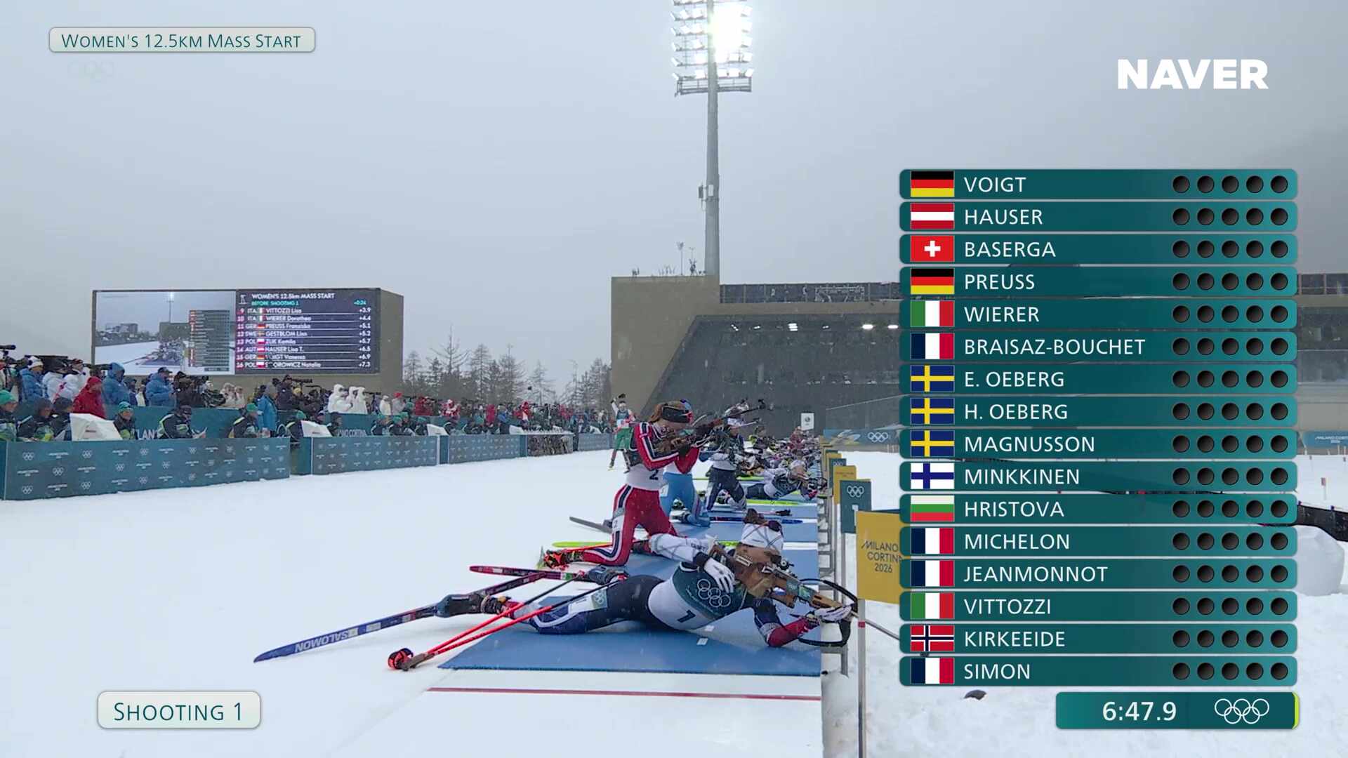 바이애슬론 여자 단체출발 12.5km 풀영상 [2026 밀라노 코르티나 동계올림픽]