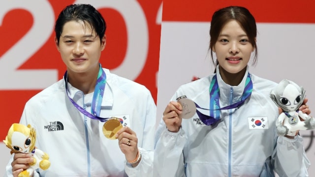 펜싱 오상욱, 2회 연속 사브르 '금빛 찔렀다'...박지희는 플뢰레 은메달