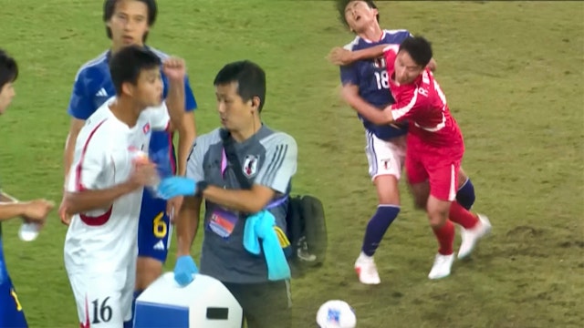 밀고 뛰쳐나가고..일본 만나 또 거칠었던 북한 축구